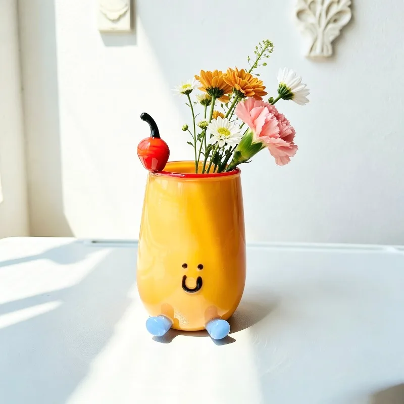 Multi Functional Handmade Glass Vase That Can Be Used for Flower Arrangement, Pen Holder, and Water Cup Decoration