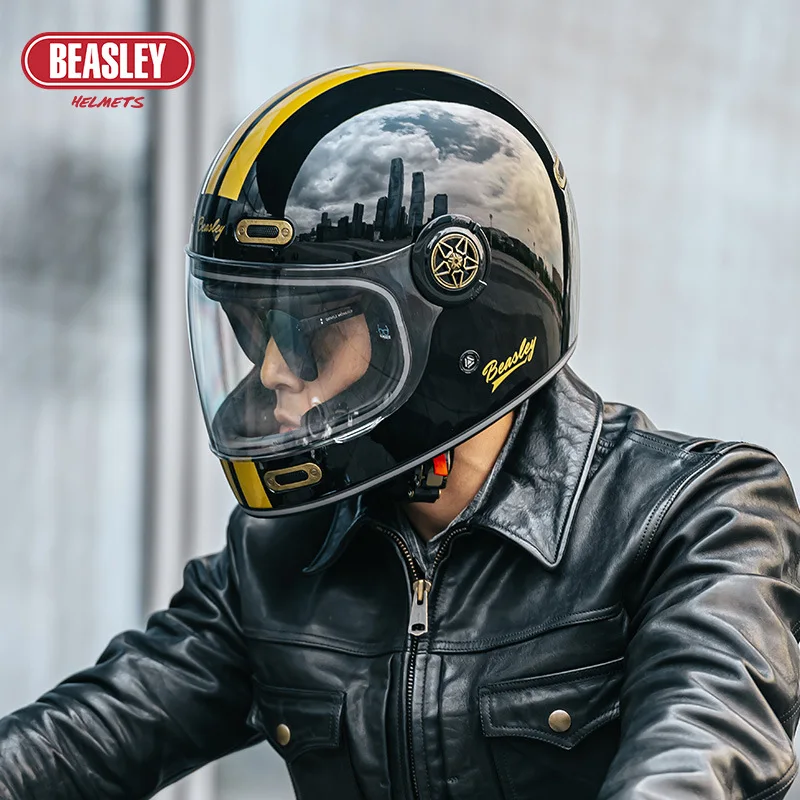 Casco moto nuovo prodotto casco intero retrò in fibra di vetro calore invernale casco da ciclismo universale per tutte le stagioni