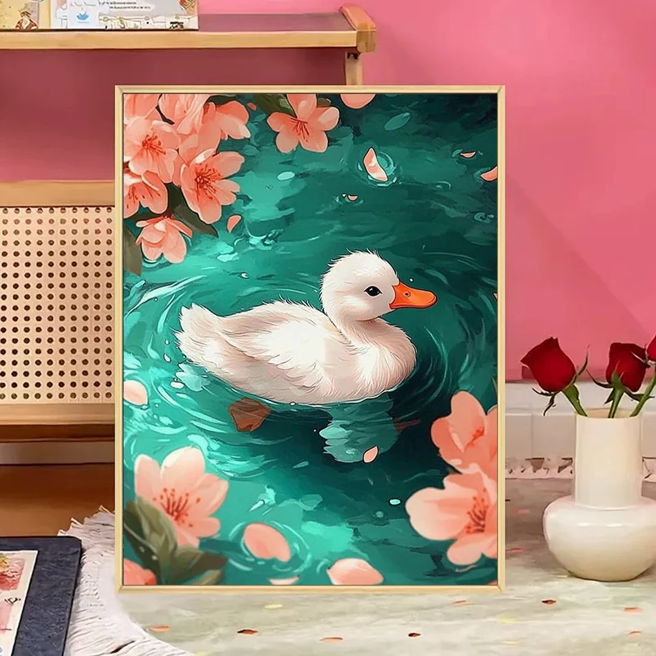 RUOPOTY Malen Nach Zahlen Erwachsene Neue Cartoon Niedliche Enten und Bienen Leinwand Acryl Kunst Malerei Geschenk Ölfarbe Kit Set Home Decor