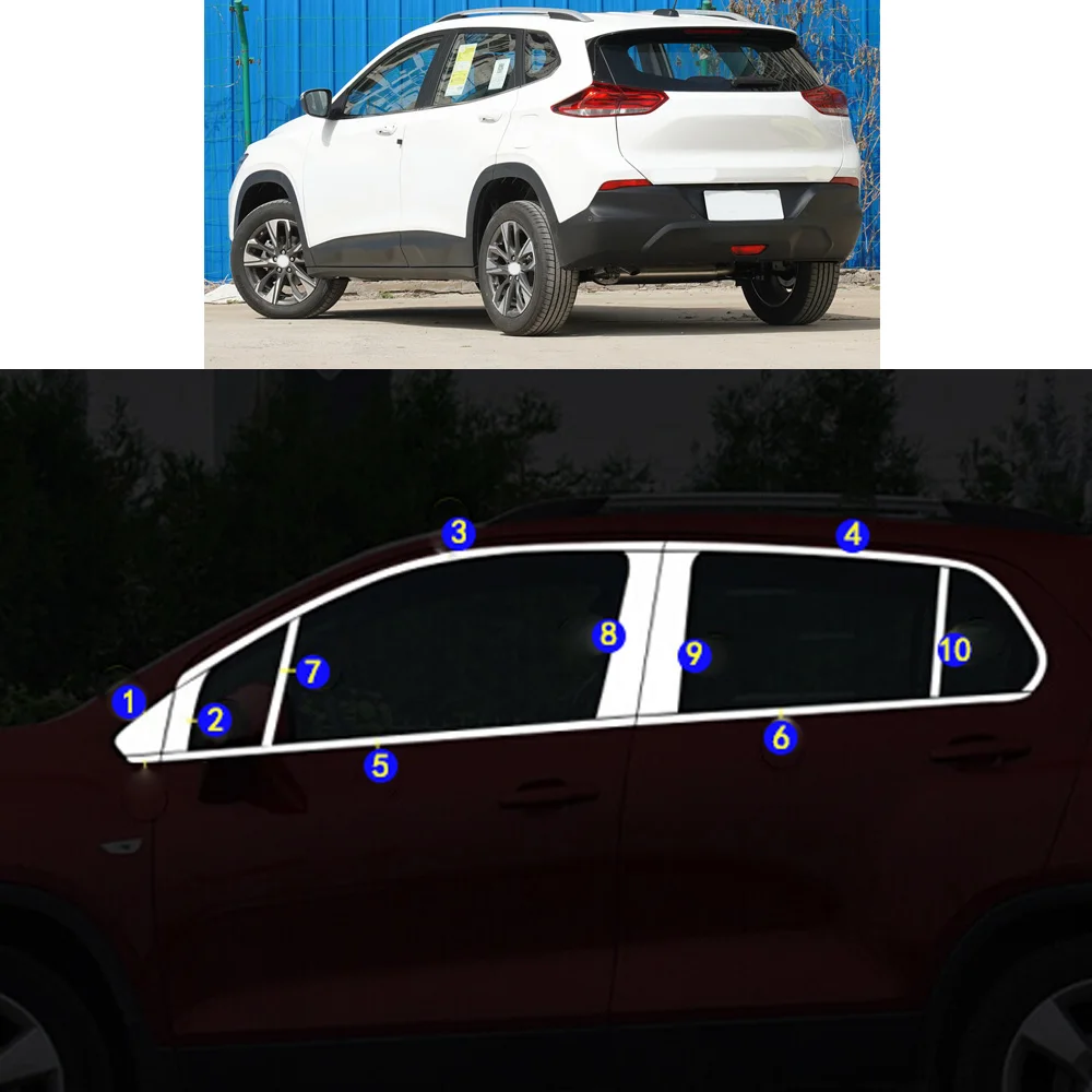 Car Styling Sticker Garnish Pillar Window Middle Strip Trim Frame Hoods Parts For Chevrolet TRACKER TRAX ltz 2019 2020 2021