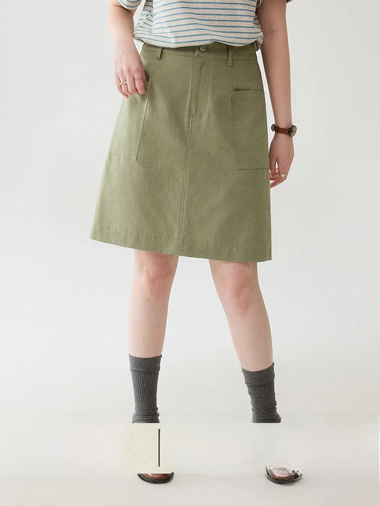 

Оригинальная корейская юбка AMUU A-силуэта для женщин с большими карманами, с высокой талией, летняя новинка