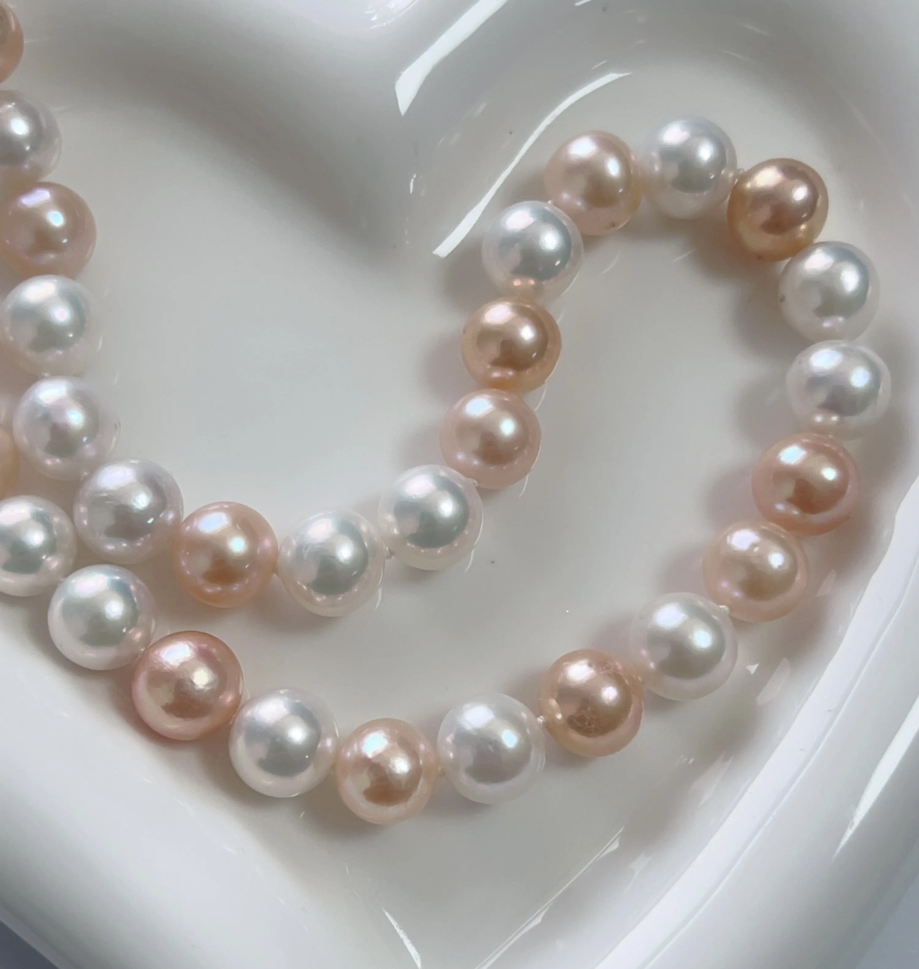  High quality  Multi colored pearl AAAA10-11mm super beautiful natural pearl necklace 18in-925s button