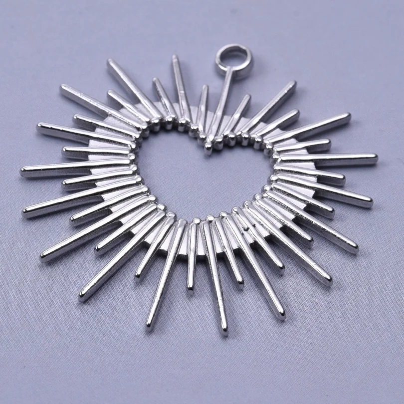 High Quality 6pcs Silver Color Heart Charm Stainless Steel Charms For Jewelry Making Pendnat Breloque Acier Inoxydable Materials