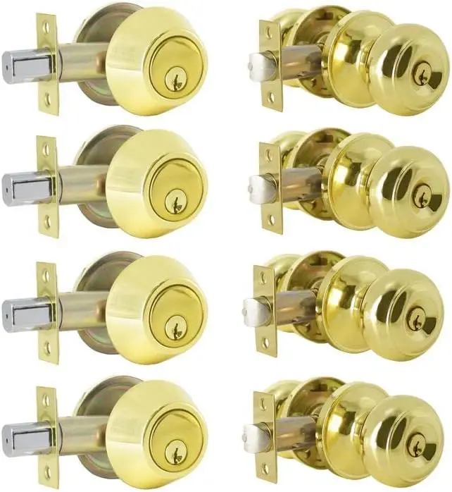 brico Entrance Door Knob Front Door Knob And Deadbolt Set, Keyed Alike Door Knobs With Single Cylinder Deadbolts With Same