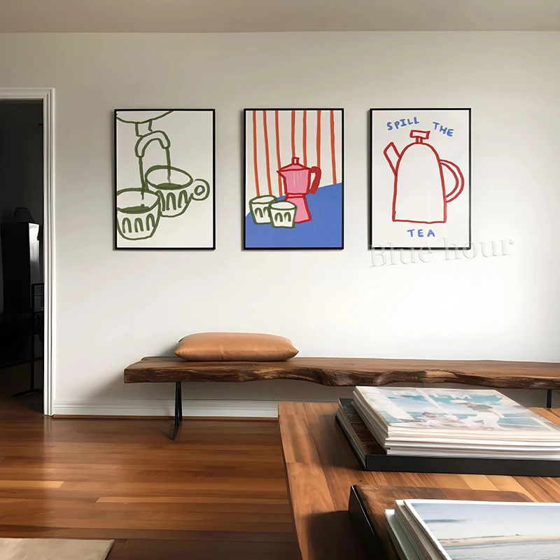 Coffee Aesthetics Art Prints Hand Drawn Cafe Lines Posters Minimalist Coffee Shop Niche Creative Canvas Painting Decor