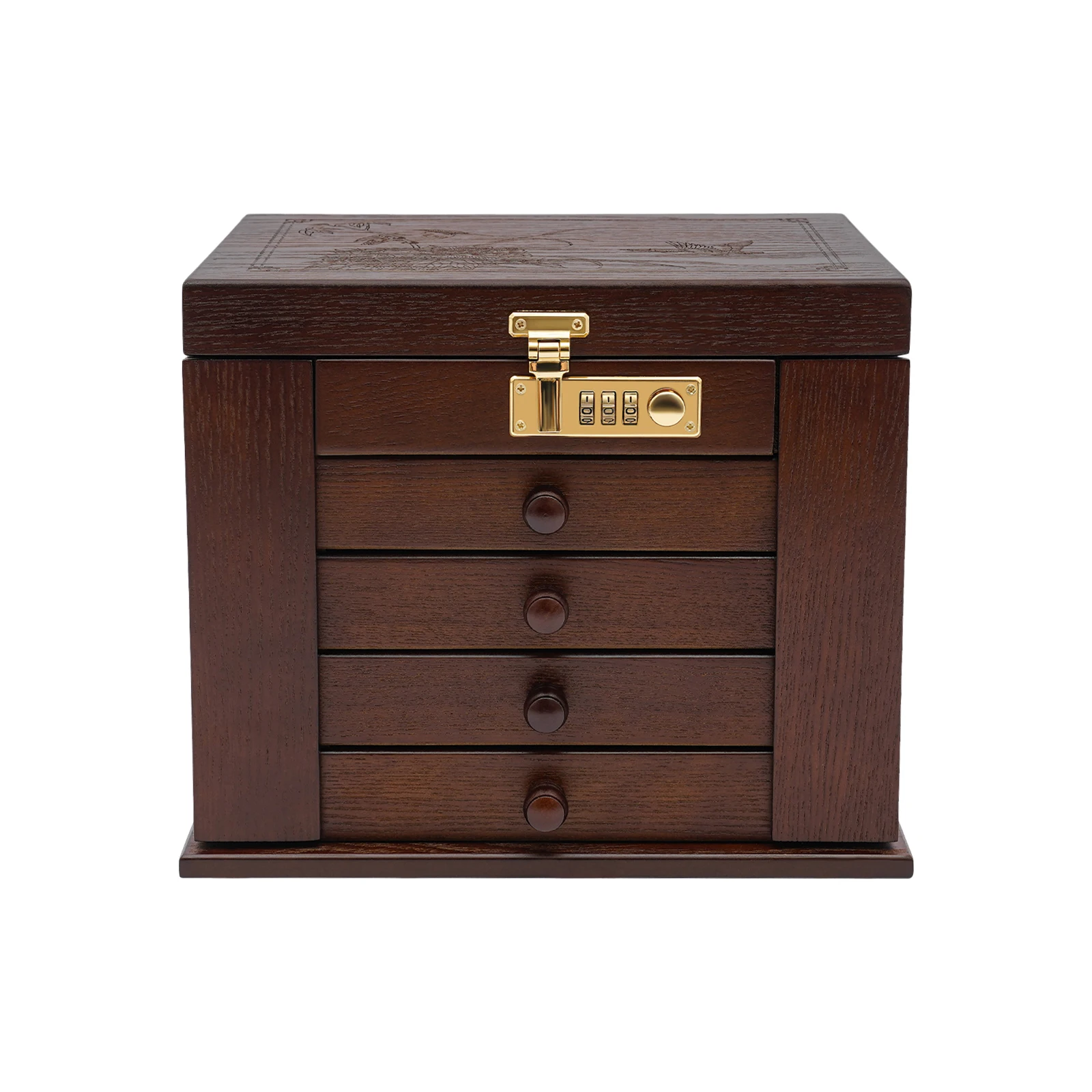 

5 Tiers 2 Swing-out Cabinets Jewelry Storage Box Table Top Exquisite and Rustic Jewelry Organizer