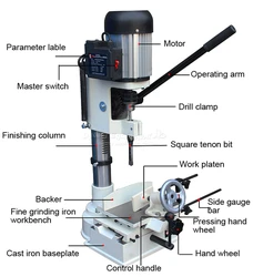 Woodworking Mortising Machine 750W Cutting Drilling Hole Tenon  6~15MM