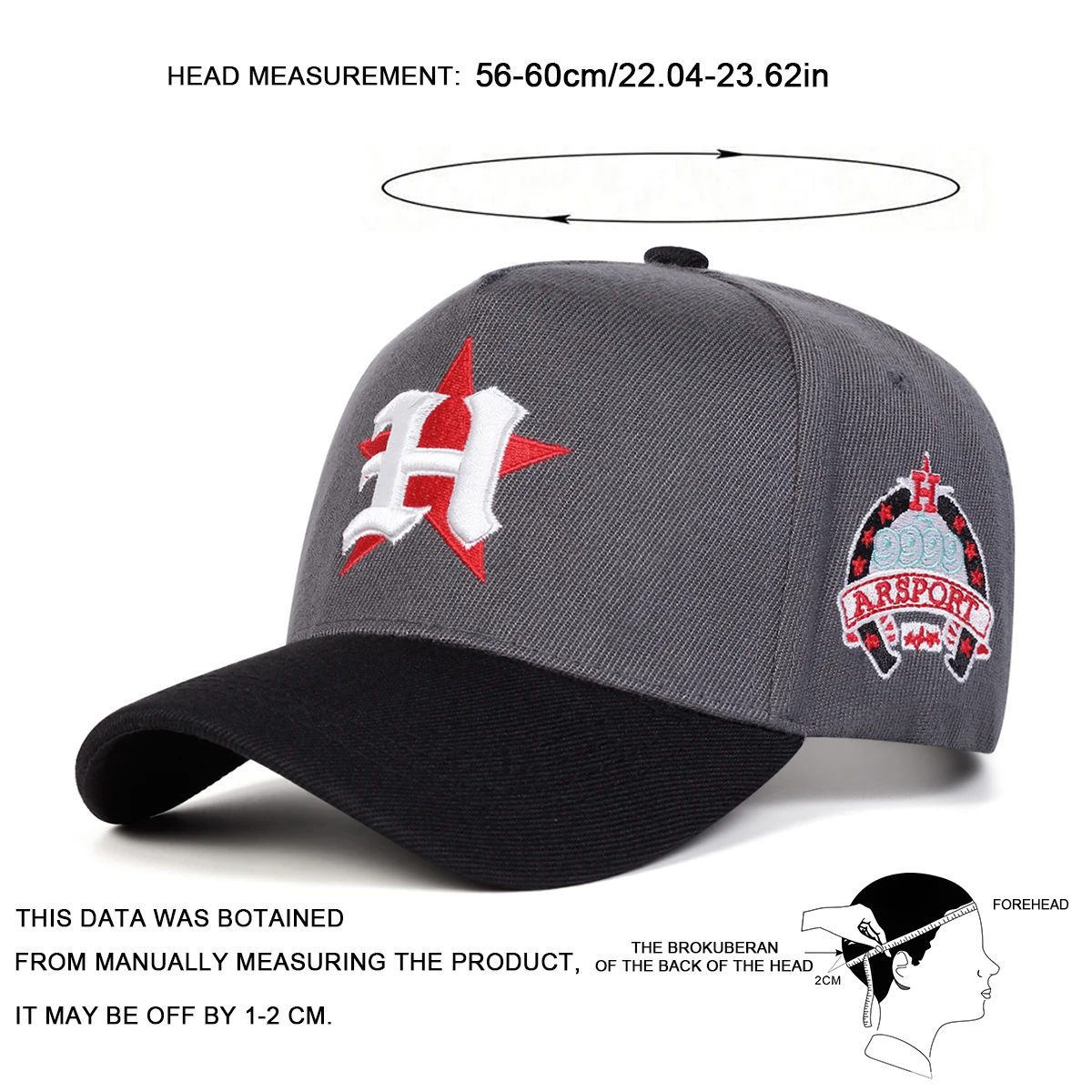 Unisex H Brief Pentagramm Stickerei Baseball Caps Frühling Herbst Outdoor Einstellbare Casual Hüte Sonnenschutz Hut Sport Kappe – Detail 8