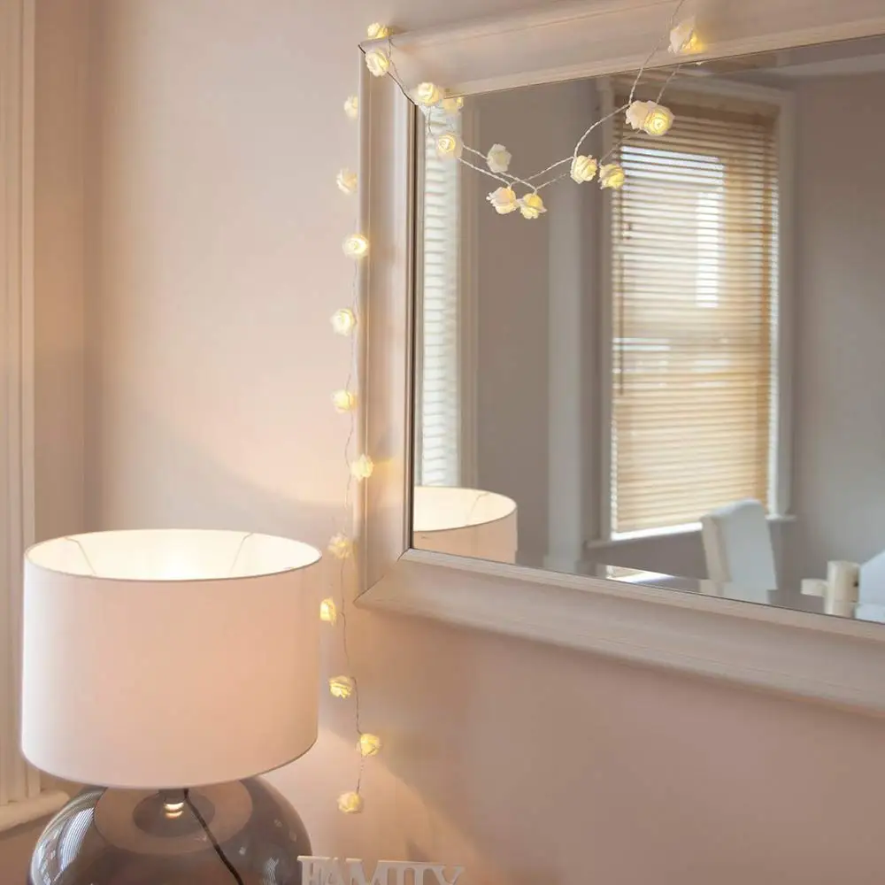 LED Fairy Tale Rose Flower String Lights Battery Powered Warm/Cold White/Multicolor for Bedroom Christmas Party Wedding Birthday