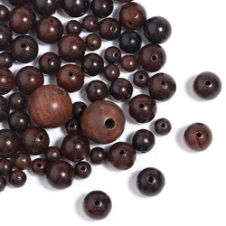 20-100pcs Natural Wooden Round Bead 6-15mm Dark Brown Wood Loose Beads for Jewelry Making DIY Bracelets Necklace Accessories