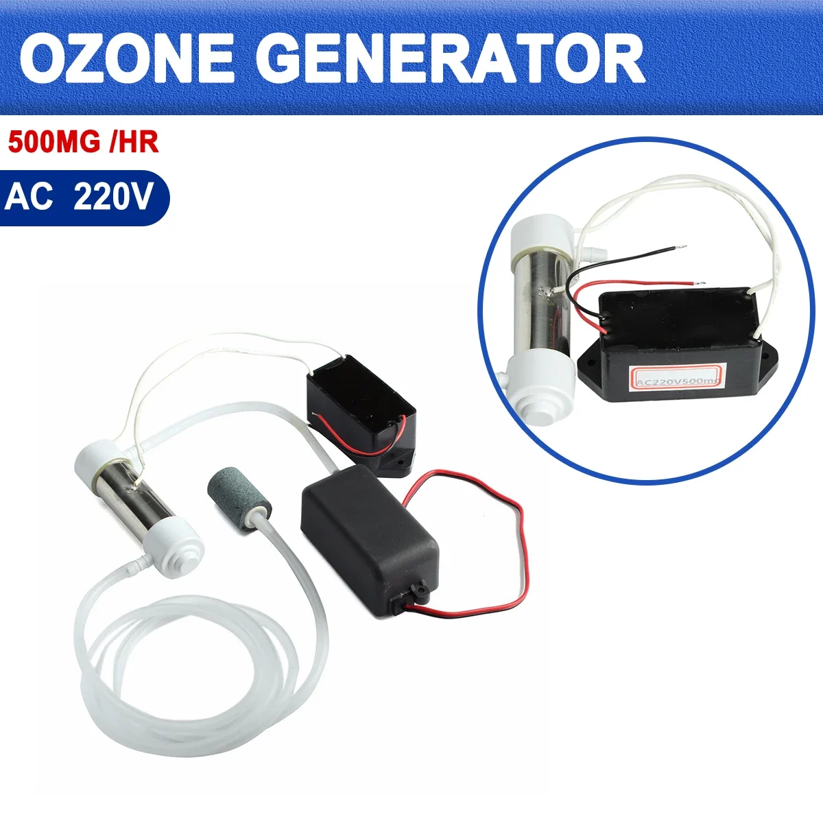 220V 500mg/hr Ozone Generator Tube DIY Water Air Sterilizer Ozonizer Purifiers