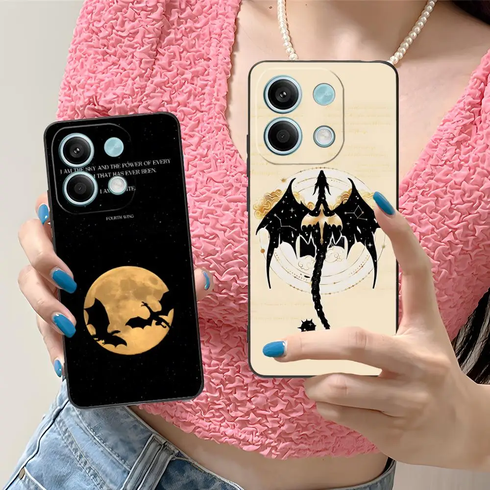 Funda de teléfono cuarta ala para Xiaomi Redmi Note 14 13 12 11 10 9 S A Pro Plus Lite 5G, funda negra para teléfono inteligente