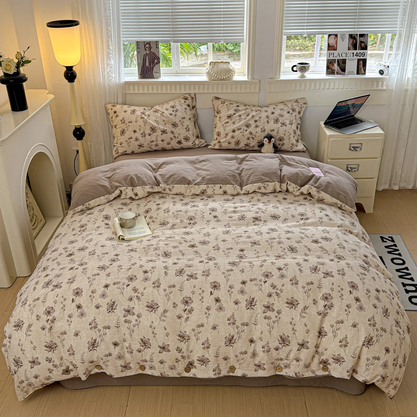 Floral Bedding Set Vintage Duvet Cover Set With Pillowcases Flat Sheet Single Twin Double Queen Size Bedroom Decor Gifts