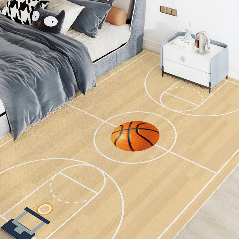 Soccer Field Theme Carpet Mat Rug Home Decoration Green Grass Football Pitch Pattern Kids Sports Style Floor Decor Home Bedroom