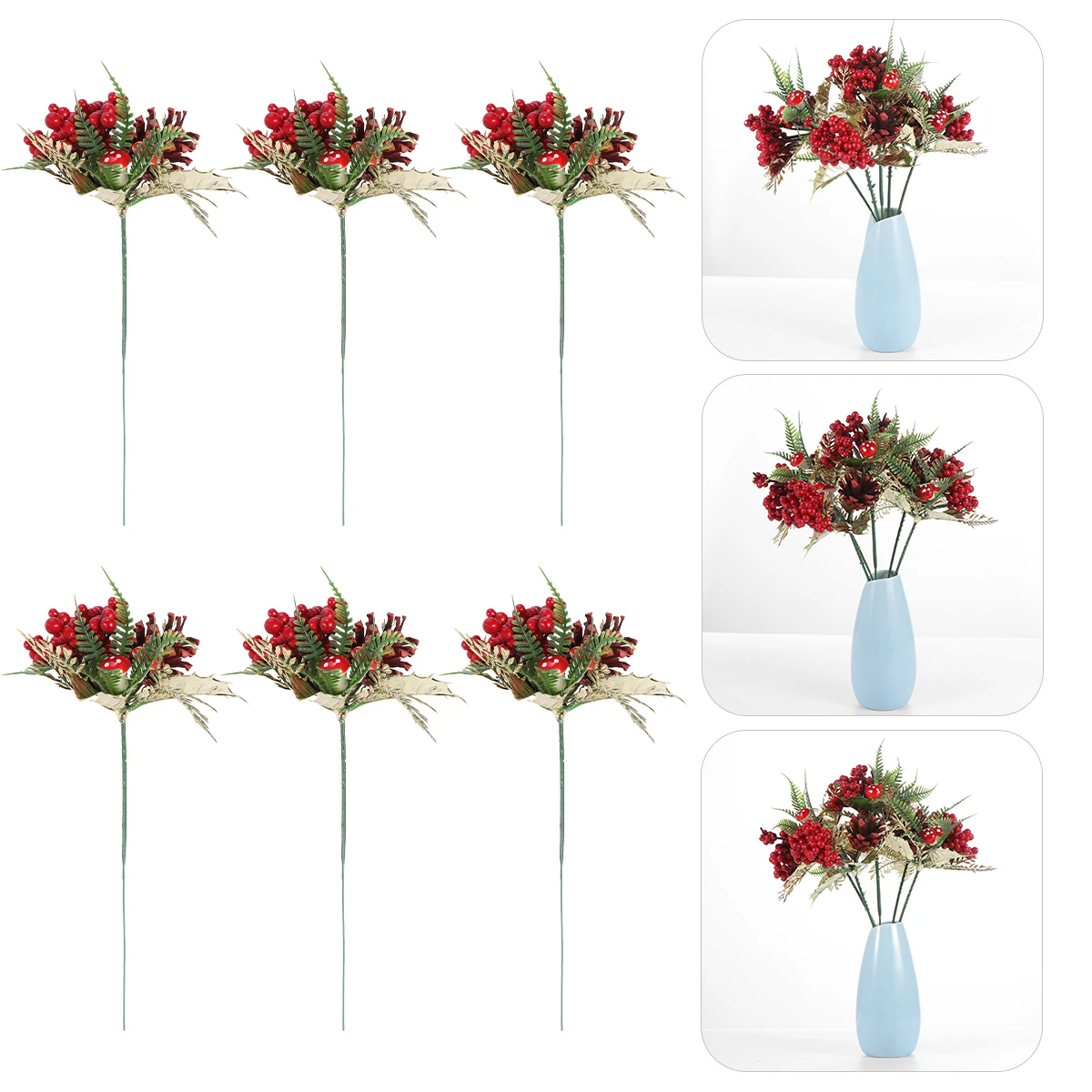 

5 Pcs Artificial Berry Cuttings Christmas Decor Xmas Decoration Spray Plastic Red