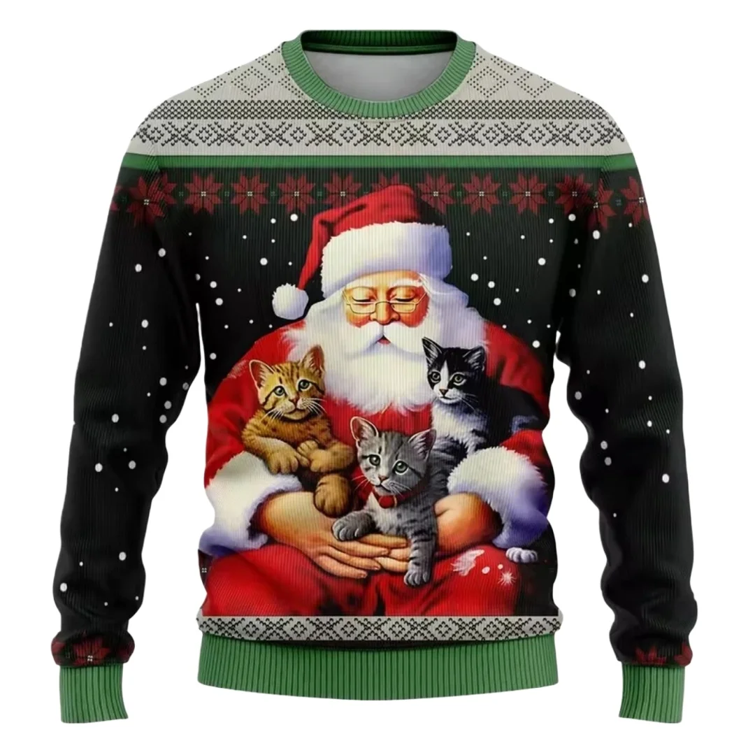 3D طباعة مضحك سانتا كلوز عيد الميلاد بلوزات للرجال والنساء طويلة الأكمام جولة الرقبة عارضة البلوز البلوز هوديي قمم