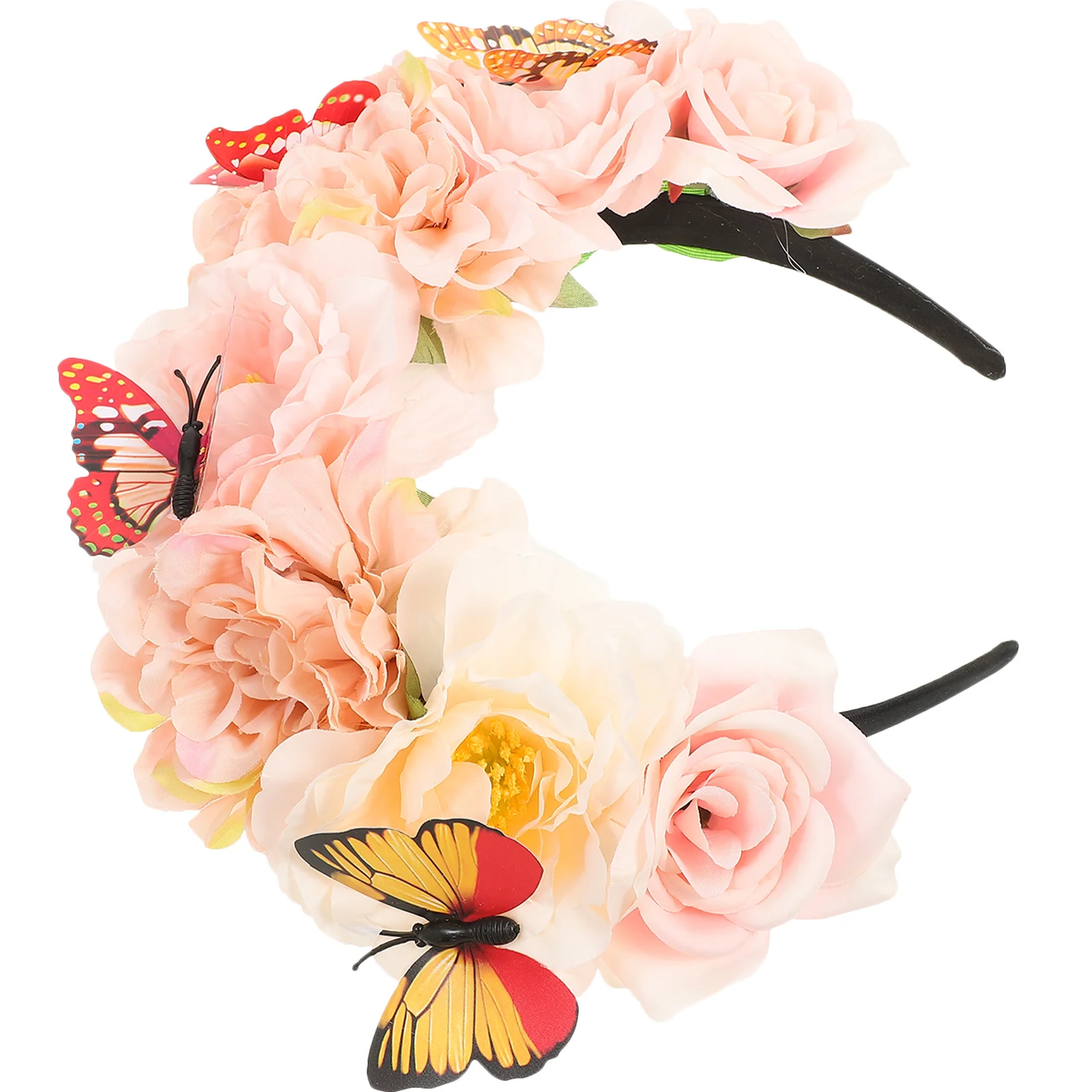 

Butterfly Headband with Realistic Flowers Natural Aesthetic Bohemian Style Hair Decor for Prom Tea Party Cosplay Women