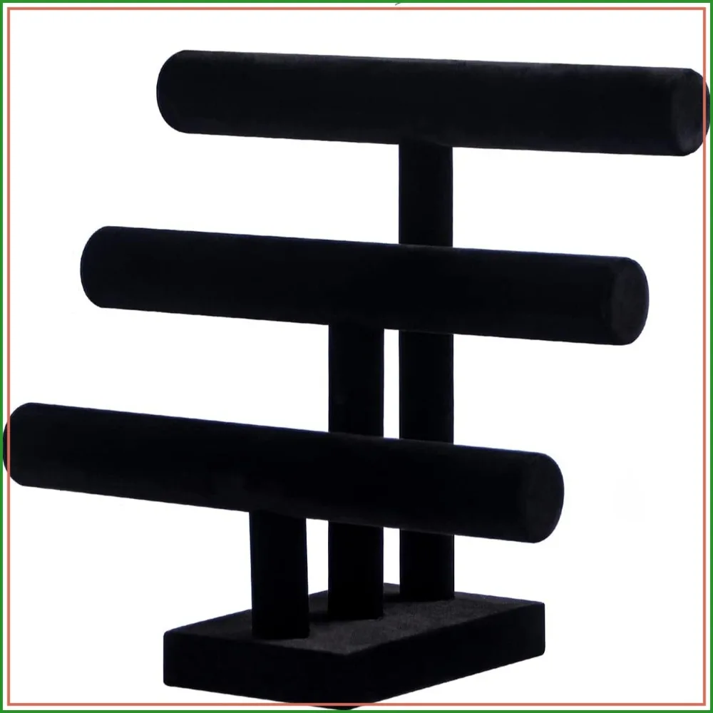 

3 Tier Bracelet Holder, Black Velvet Jewelry Organizer Display for Necklace, Watch, Scrunchie, Hair Tie