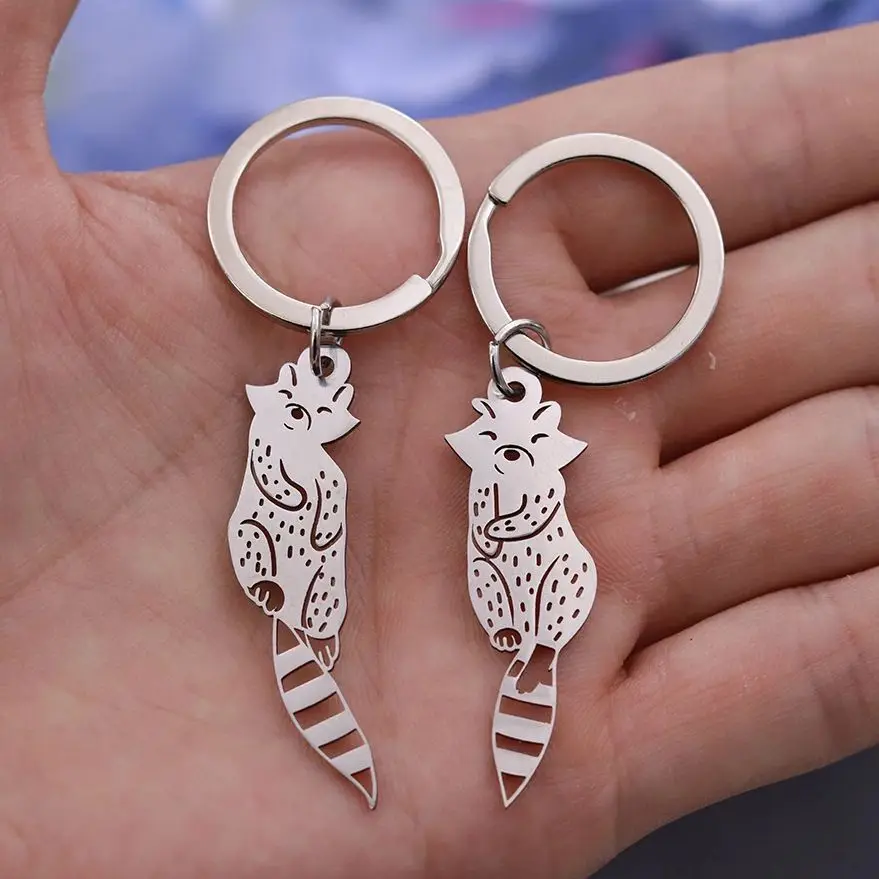 LLavero de bebé de mapache de dibujos animados, llavero de animal nunca dejará, mochila escolar bonita y bonita, joyería, colgante, regalo de cumpleaños