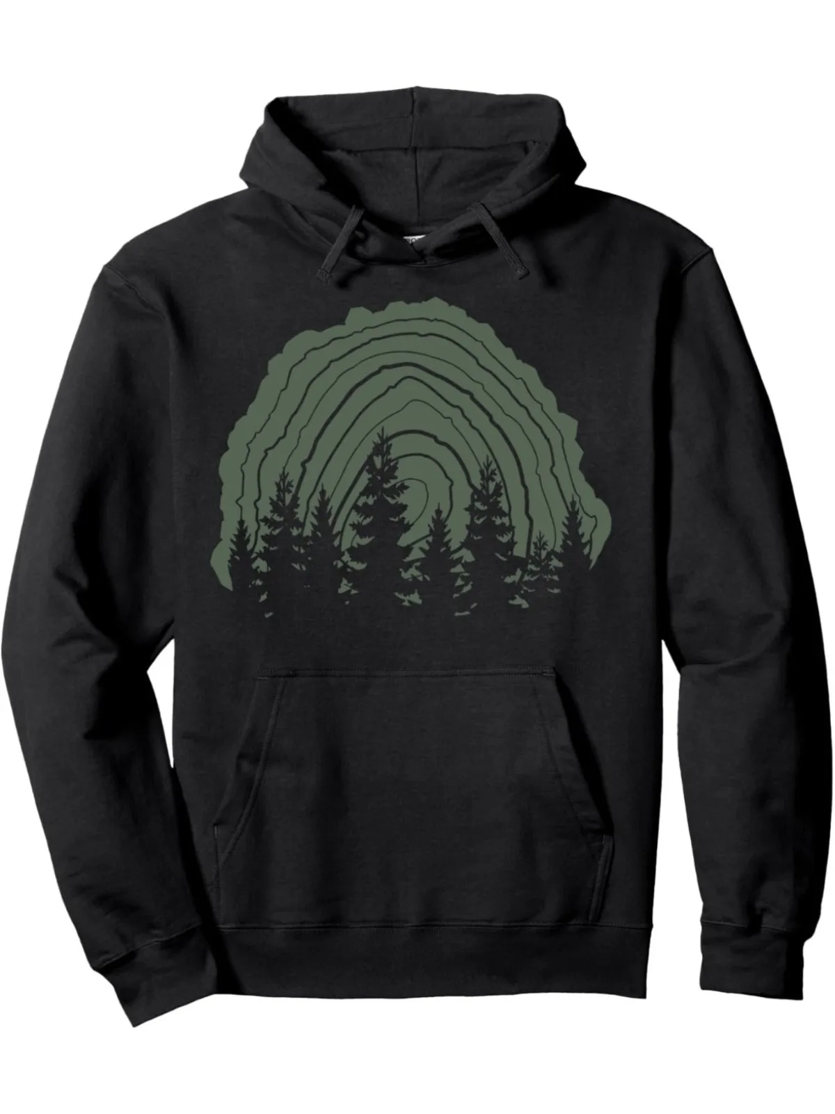 

Men's Fashion Wooden Pile Tree Line Silhouette Pattern Printed Hoodie Casual Sports Street Style Thick Velvet Hoodie Sweatshirt