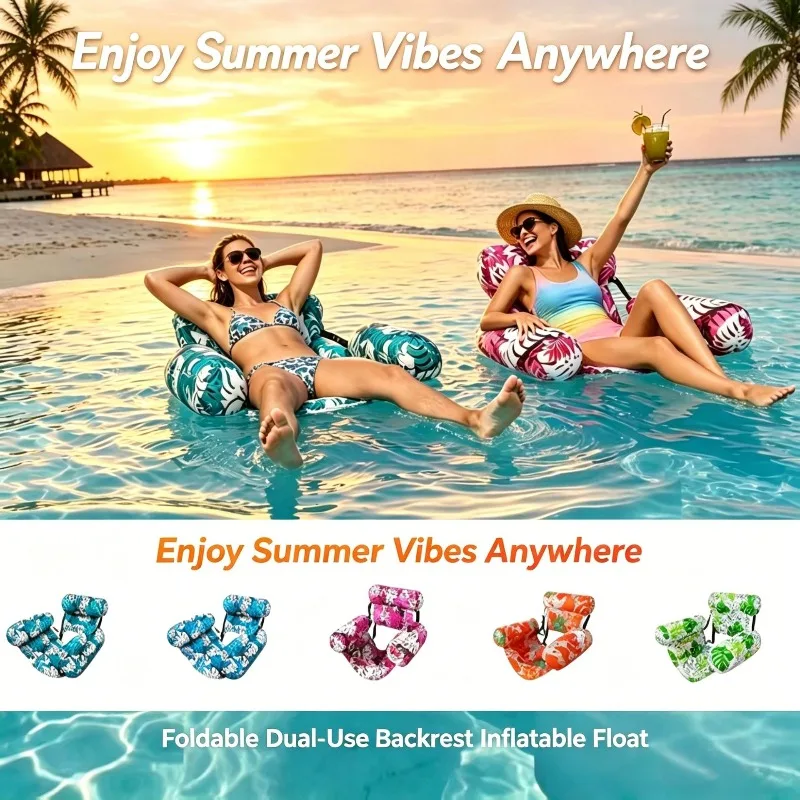 Outdoor Water Entertainment Floating Lounge Canvas Foldable Inflatable Floating Seat Swimming Relax Float