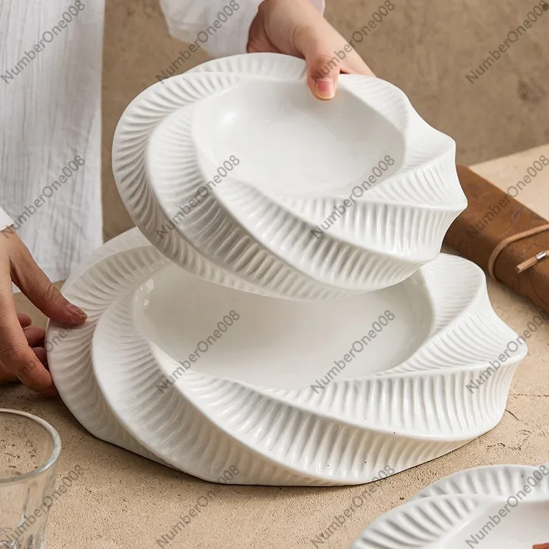 Threaded Flower Pattern Double-layer Plate Creative Hotel Special Tableware Dessert Artistic Conception Dish Plate