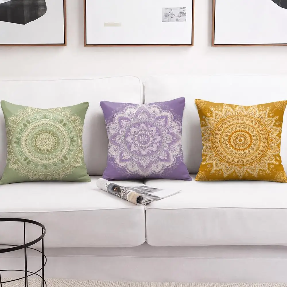 Indian Mandala Art Cushion Cover Soft Short Plush Pillow Cases Hidden Zipper Cutecore Sofa Bedroom Home Decor Gift
