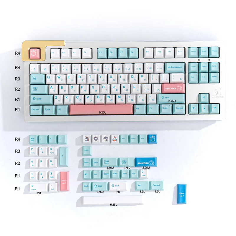 

Unicorn theme 132-key personalized mechanical keyboard keycap PBT thermal sublimation cherry factory height 64