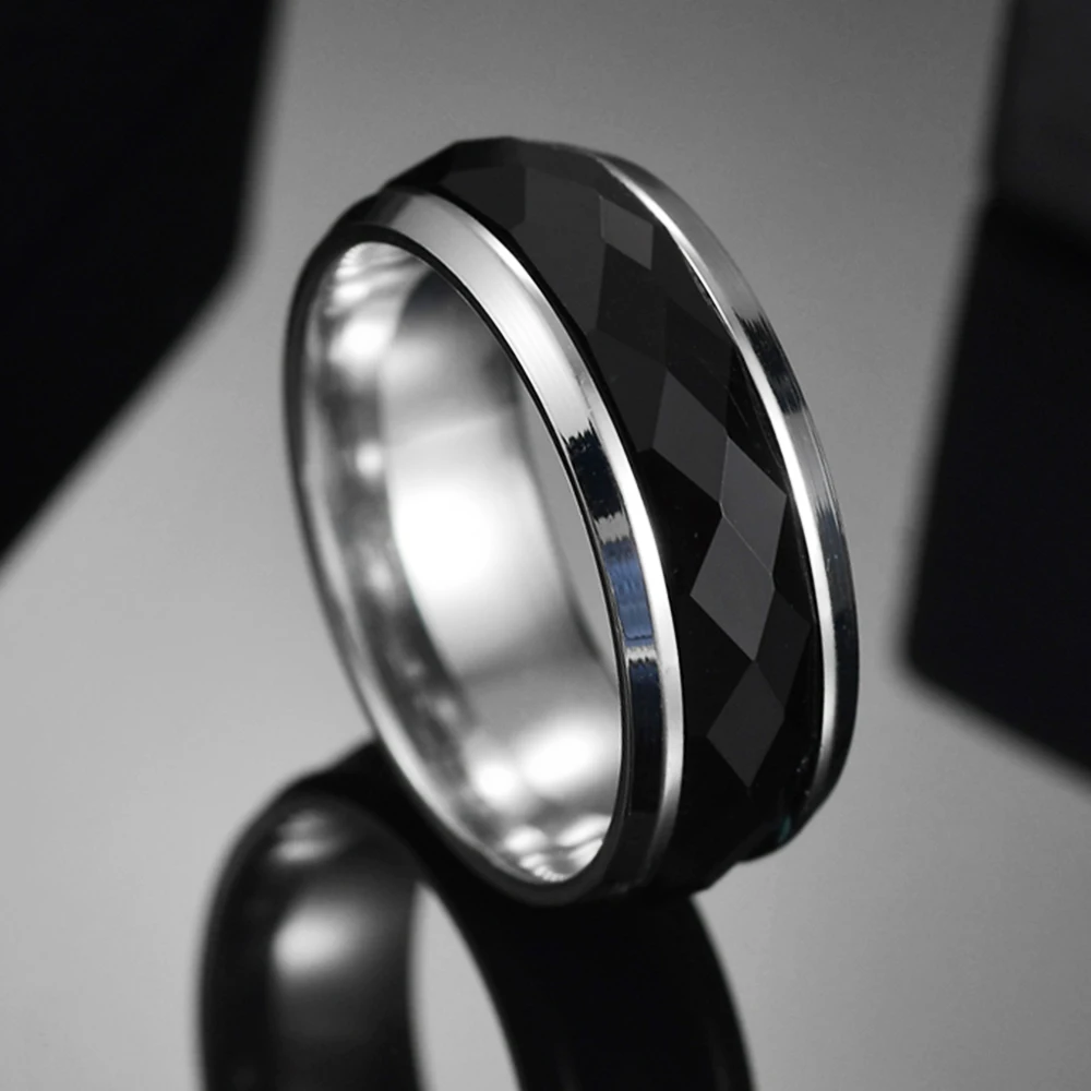 Punk Trendy New Black Color Ring Men\'s Jewelry Wedding Bands Classic Boyfriend Annivesary Gift Wholesale