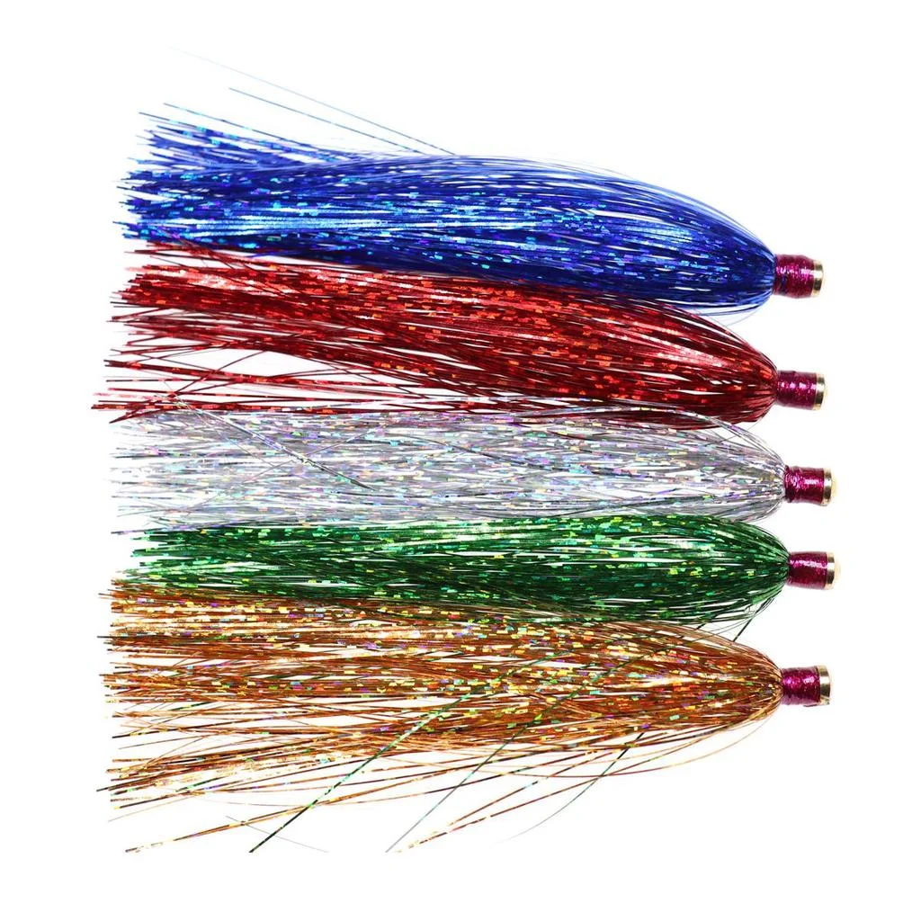 ICERIO 5/6 Stück Holographische Glitzer-Streamer-Fliegen für Salzwasser, Angelköder-Zubehör