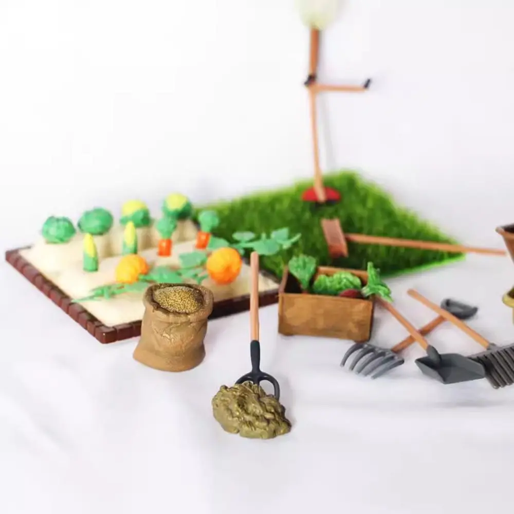 Modèles de Simulation maison de poupée Simulation ferme de légumes Mini ferme champ de légumes Mini Simulation modèle de ferme pelle râteau