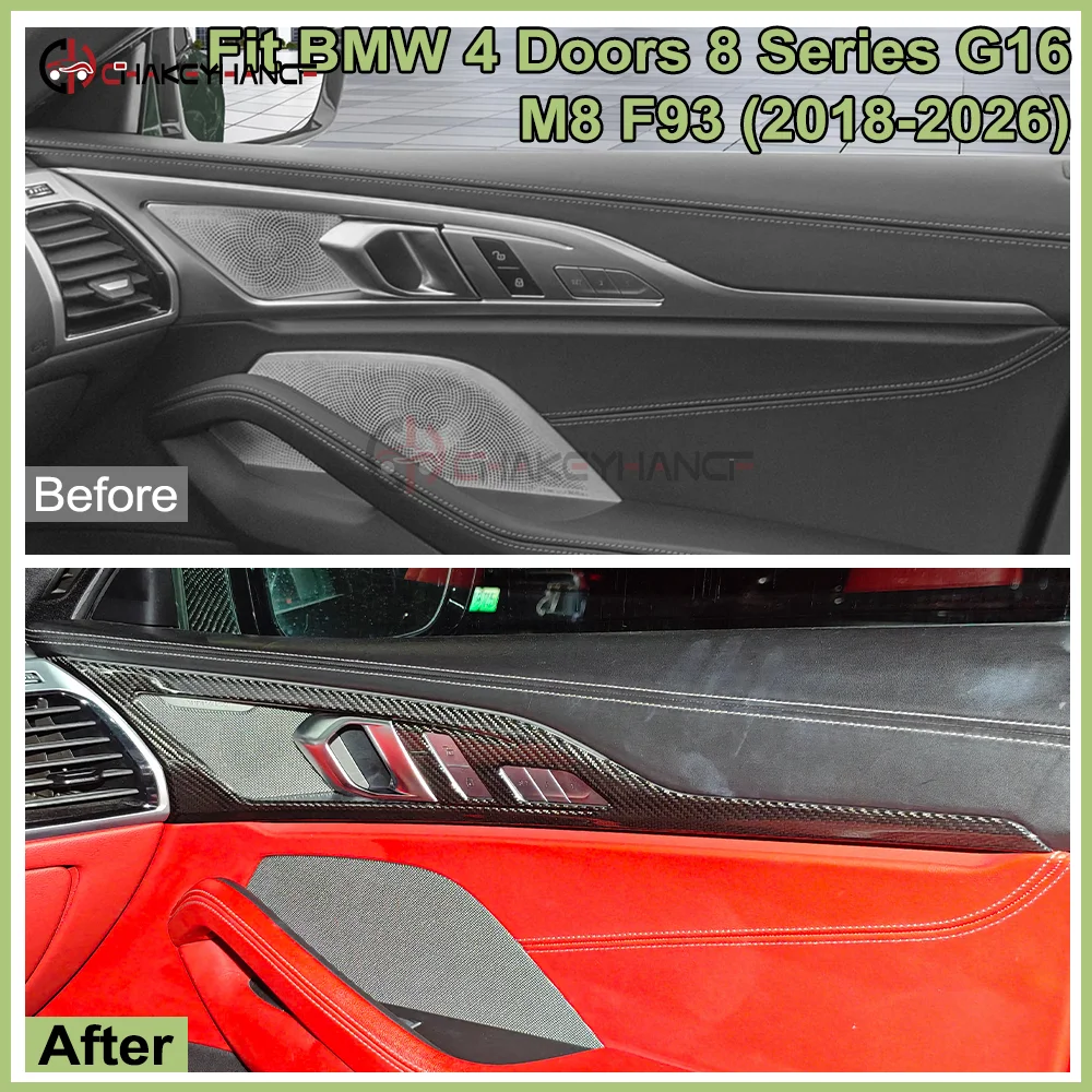 For BMW 8 Series M8 Dry Real Carbon Fibre Door Trim Strips 2018–2026 LHD RHD Car Interior Stick On Modification Accessories