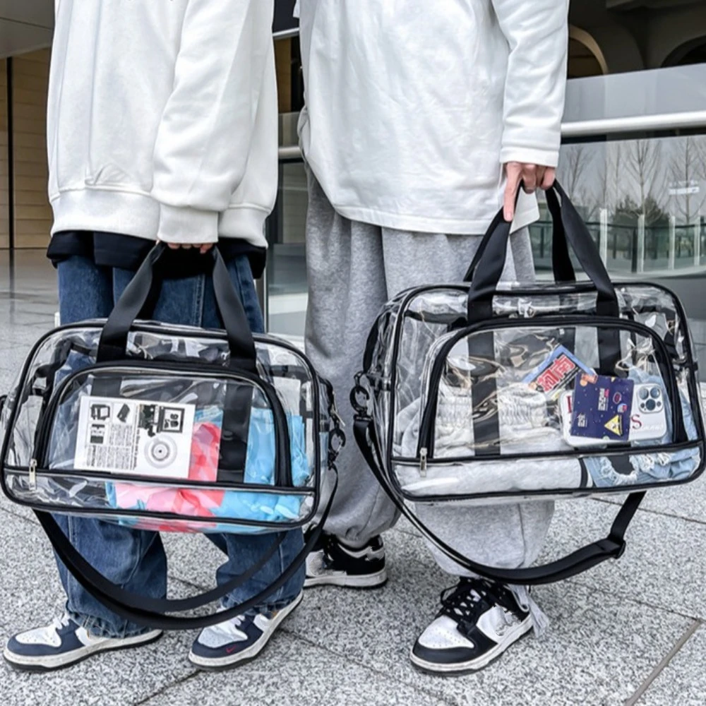 

The Water-sprinkling Festival Transparent Beach Bag Portable Large Capacity Travel Duffel Bag Foldable Waterproof Handbags