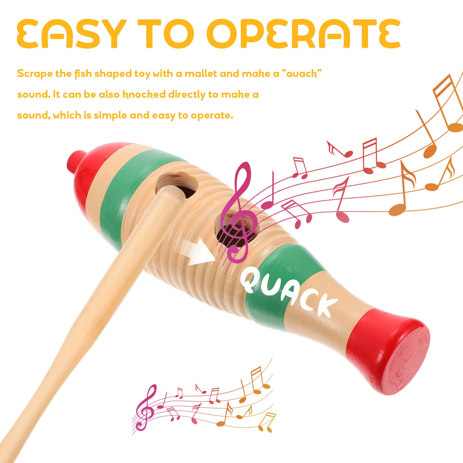 

Wooden Frog Croaker Music Instrument Guiro Fish Shape Percussion Musical for '