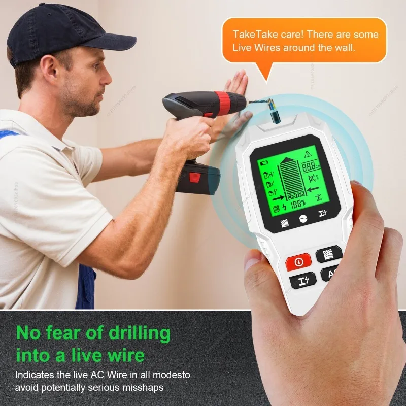 5 in 1 Handheld Wall Stud Finder, Metal Wood Cable Detector for Wall Measuring