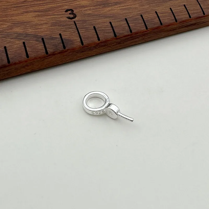 1 Piece S925 Sterling Silver Pearl Hanging Plate Needle Round Beads Pendant Buckle Jewelry Accessories Making