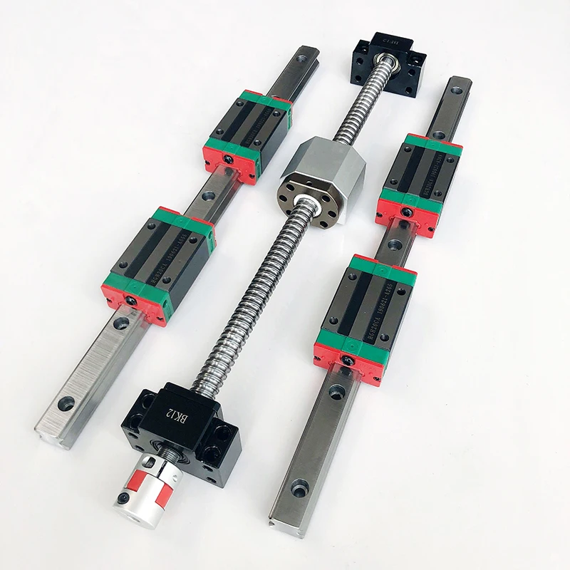 2 set HGR20 HGR15 Linear Guide Rail +4pcs HGH20CA HGW20CA HGH15CA+ SFU1605 SFU1610 Ball screw + BF12/BK12 + Coupling