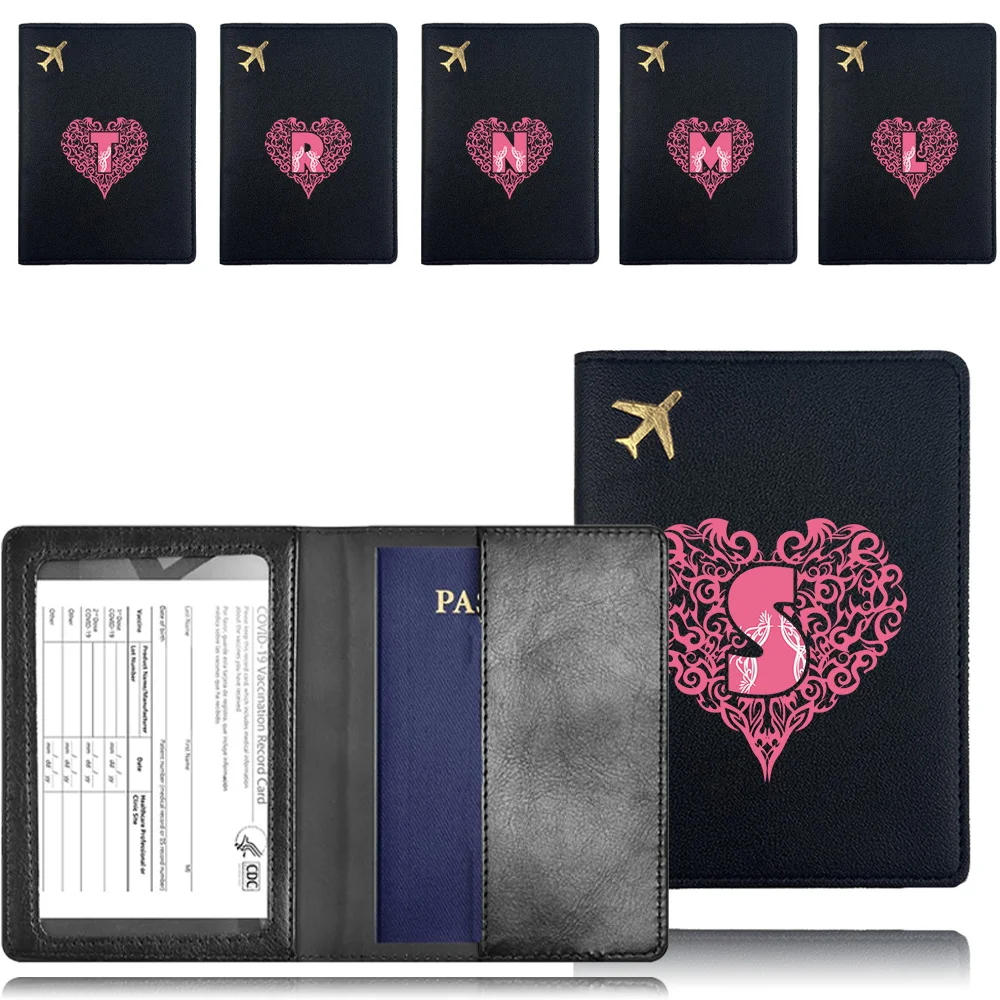 

Personalized Pu Passport Cover Business Passport CaseTravel Passport Clip Pocket Bank Card Organizer Cover Love Letter Pattern