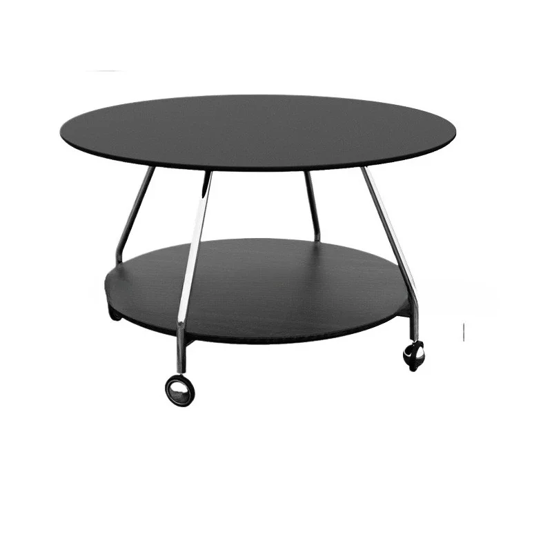Mobile round coffee table living room household rock slab dining table 2025 new enclosure stove tea roasting stove set