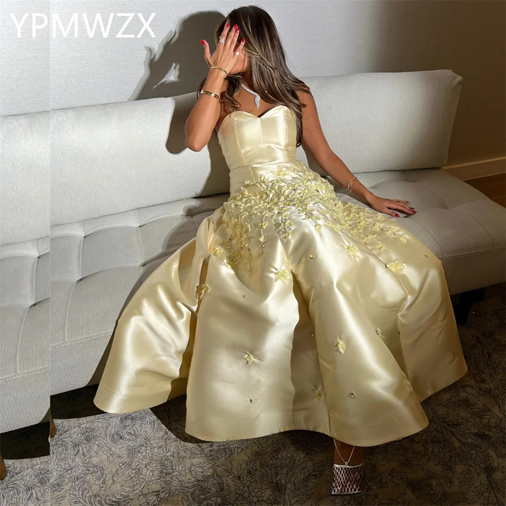 Customized YPMWZX Strapless A-line Ankle length Skirts Draped Bespoke Occasion Dresses