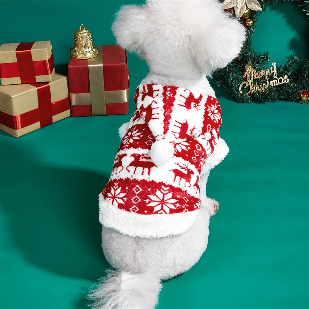 Dog Clothes Chrismas Plush Sweaters For Small Dogs Warm Winter Cats Puppy Small Dog Pet Clothing Xmas Style Pet Supplies