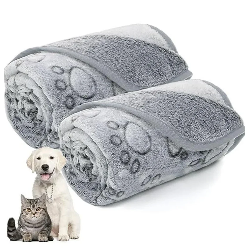 

Winter Soft Dog Blanket Washable, Cat Blanket for Indoor Cats Mat Large Medium Small Dog Gifts Puppy Essentials (Grey) Bed