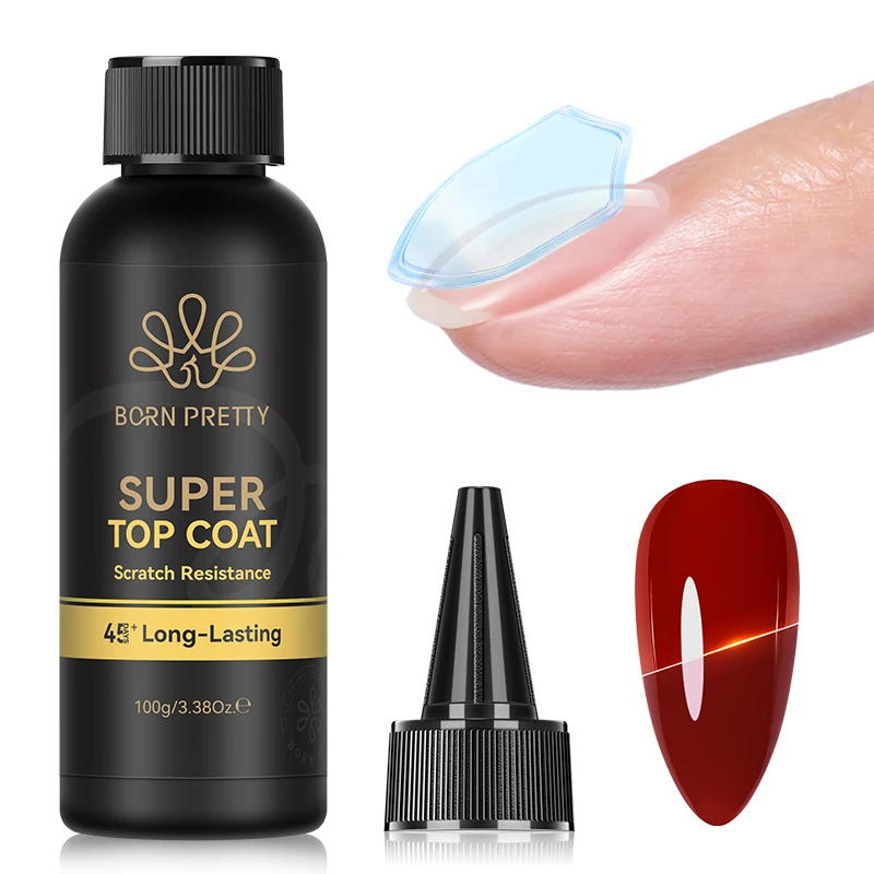 BORN PRETTY 250g Super Top Coat 6 in 1 Nail Glue UV Soak Off Top Coat Long-lasting Anti-Stain Functional Manicure Gel Polish