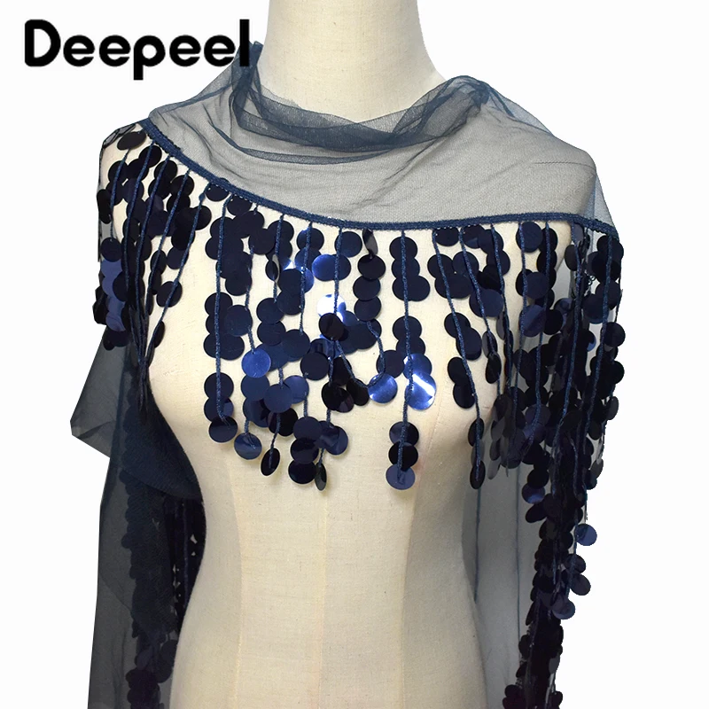 1/2/5Yards 17cm Sequins Bead Tassel Fringes for Clothing Collar Dress Bag Decorative TrimmingsLace Trim DIY Sewing Accessories