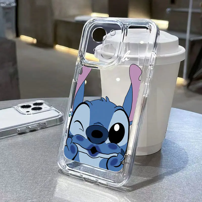 Stitch Love Big Eye Cute Phone Case For iPhone 16 15 14 13 12 11 Pro Max 78 Plus XR XS Max Lovely Anti Fall Kawaii Cover Cartoon