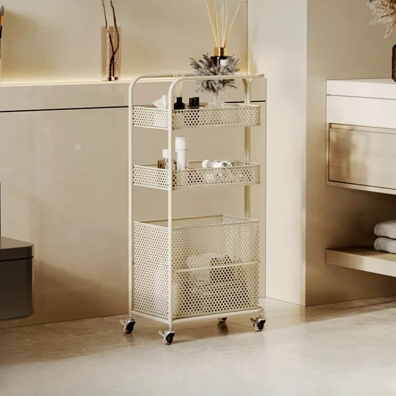 

Bathroom removable multi-layer narrow slit trolley rack cream wind Internet celebrity simple bathroom sundries storage rack