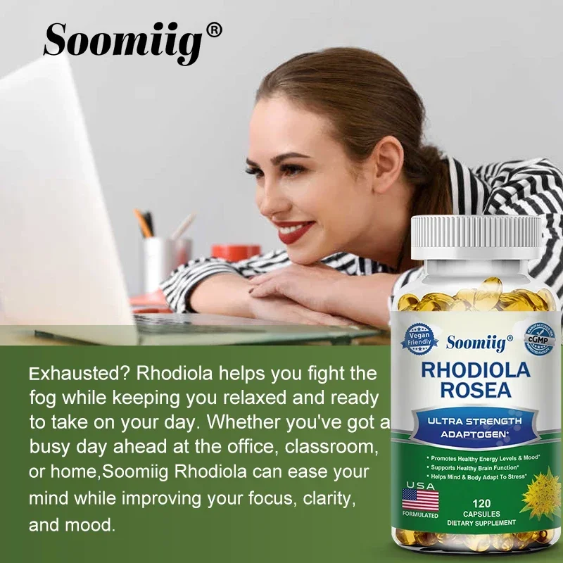 Rhodiola Rosea Supplement – Promotes Anti-Stress Relief, Natural Mood and Concentration Support, Natural Energy Boost, Unisex