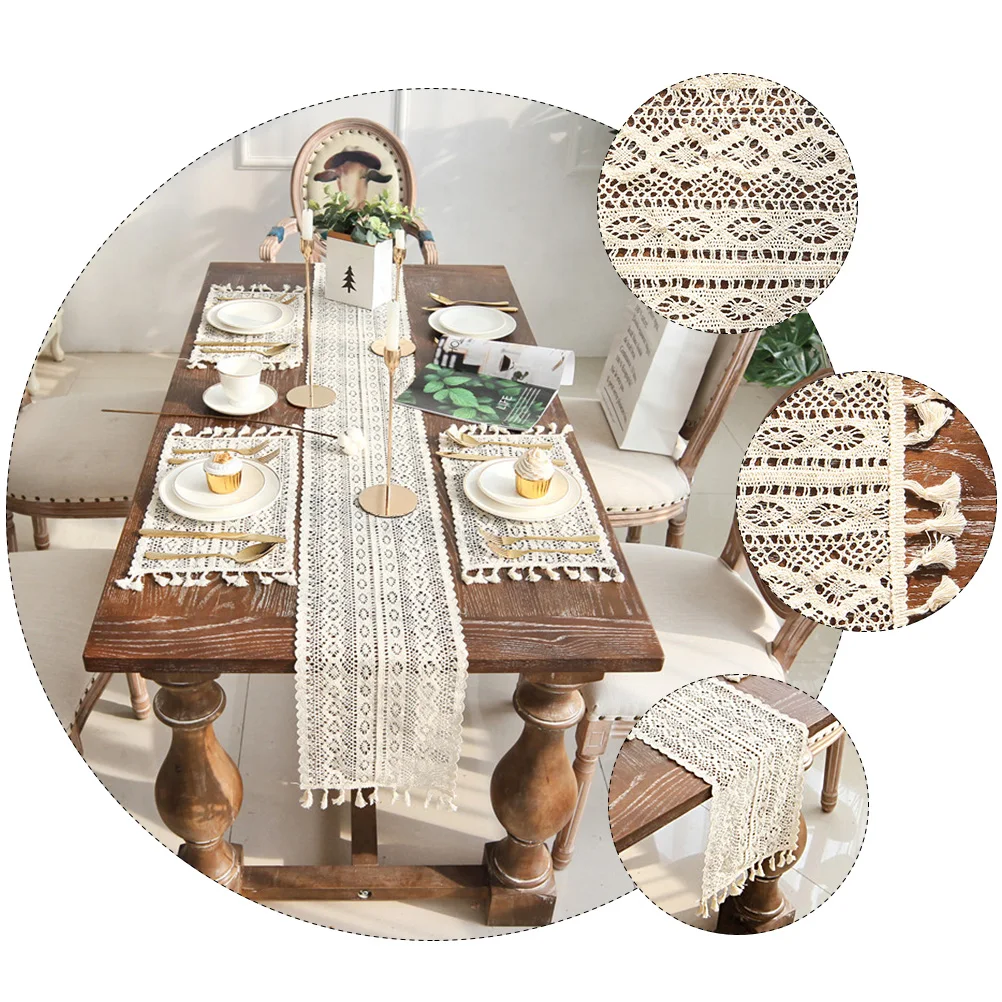 

2pcs Lace Reusable Dish Pad Bowl Pad White Romantic Tablecloth Wedding Table Covers French Style Mat Home Decoration Desktop Mat