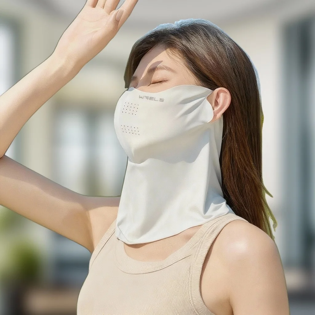 WRELS UPF50+ Eisseiden-Gesichtsmaske, Sonnenschutz für Outdoor-Sportarten, Radfahren, Laufen