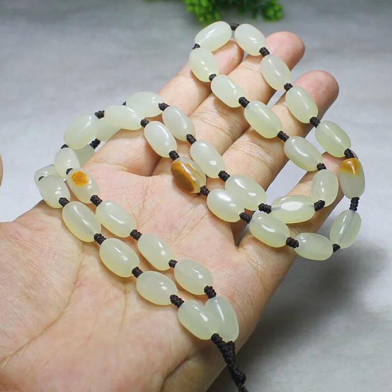 

Синьцзян Хэтянь нефрит грубая желтая кожа материал семян ожерелье кулон грубая каменная цепочка ремесло подвесная веревка супер элегантная